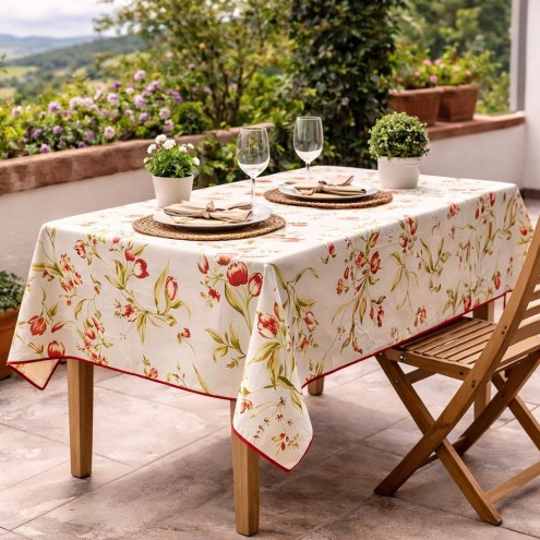 Mantel Rectangular Tulipanes