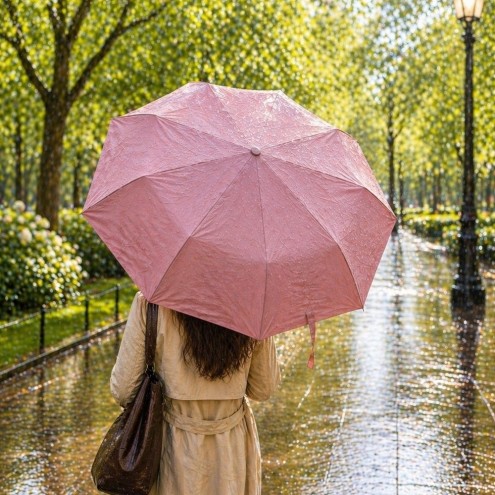 Paraguas Plegable Automático Rosado